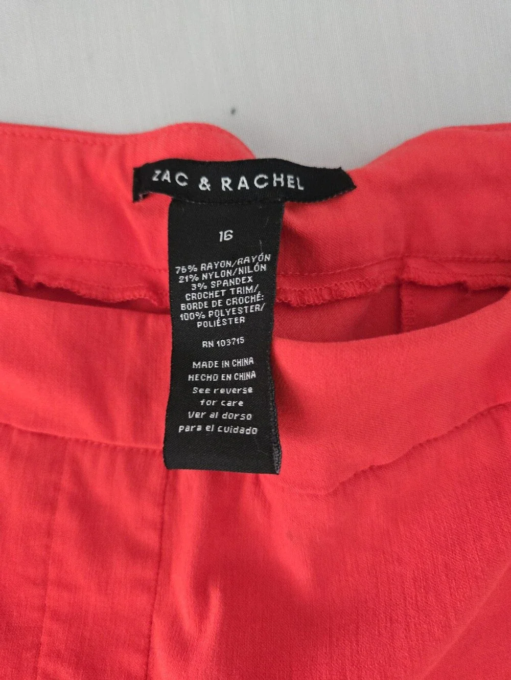 Zac & Rachel Women's Orange Coral Pull on Crochet Hem Slim Crop Pants 16